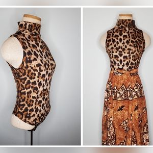 Leopard print mockneck bodysuit sz small
